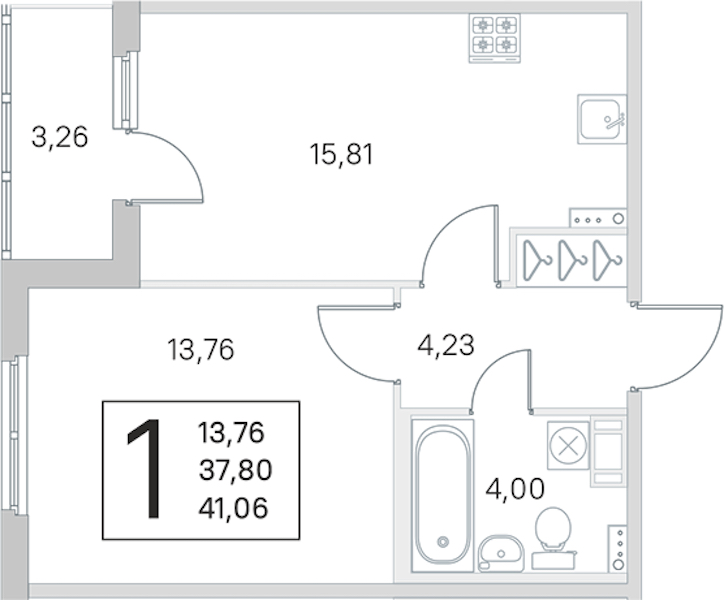 1-комнатная квартира 37.8 м², 2/4 эт., ЖК «Любоград в Стрельне»